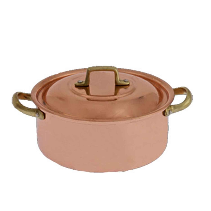 CAÇAROLA COBRE/INOX C/ASAS E TAMPA Ø14CM - COBRAZ - 1030010995