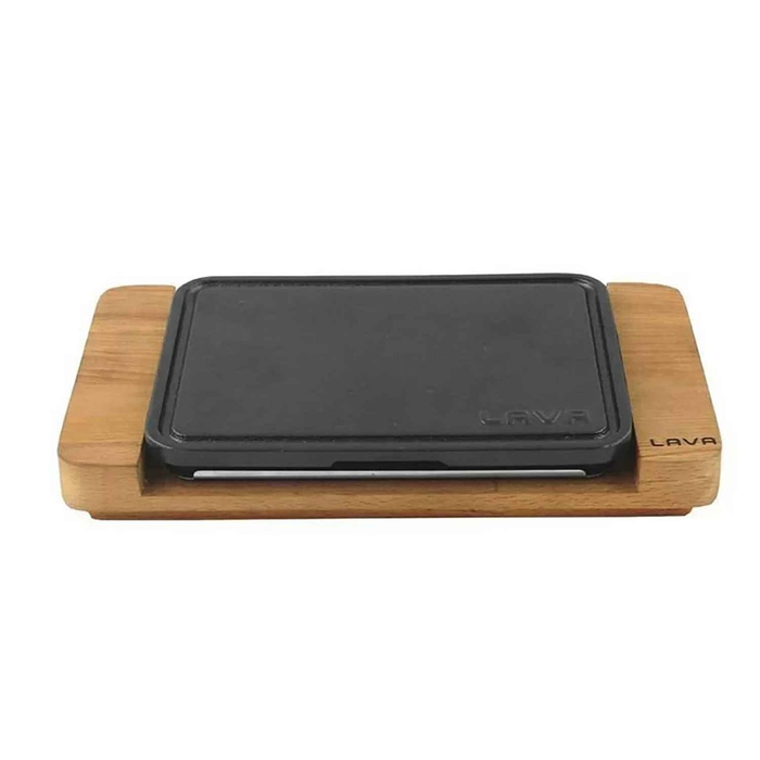 STEAK PLATE 22X16CM WITH WOODEN BASE - PALMA & PALMA - 8680215515609