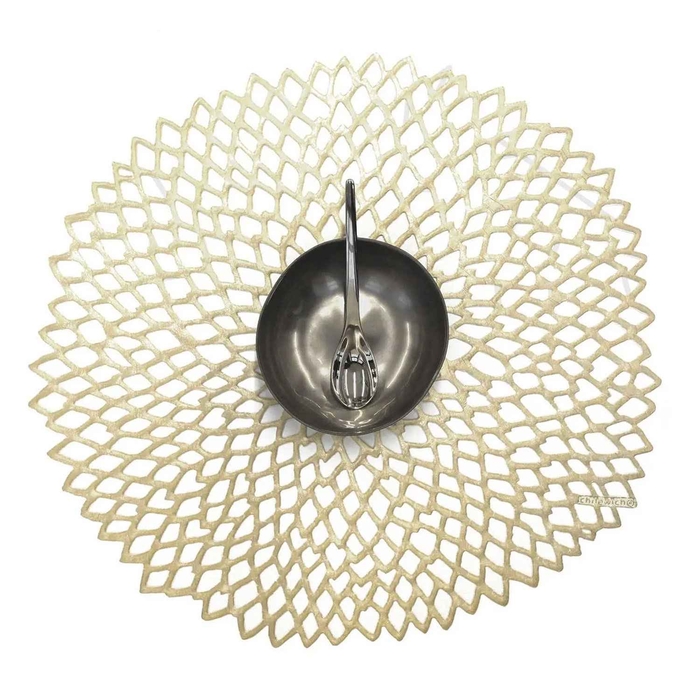VINYL DAHLIA CHAMPAGNE INDIVIDUAL TOWEL Ø39CM - CHILEWICH - 667880932717