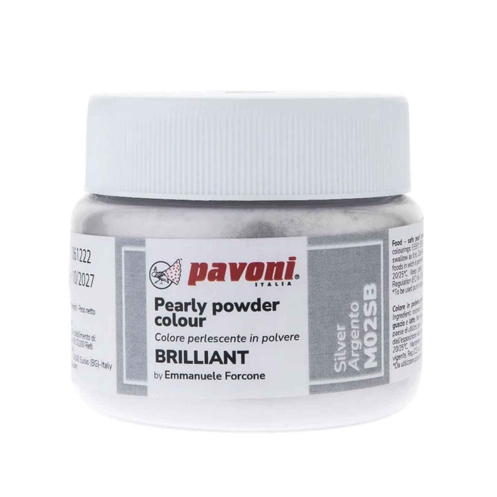 METALLIC POWDER BRILLIANT SILVER 40G - PAVONI - 8029248326637