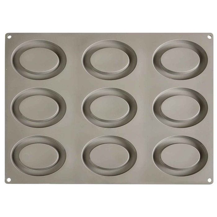 SILICONE OVAL MOULD 9 CAVITIES 30X40CM - PAVONI - 8029248325692