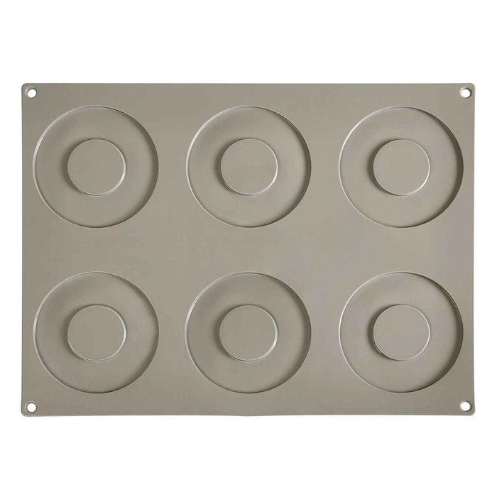 SILICONE MOLD 30X40CM WITH 6 RINGS Ø11CM - PAVONI - 8029248325647