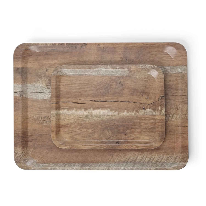 MELAMINE SERVING TRAY W/ WOOD PRINT 24X35CM - HENDI - 8711369508923