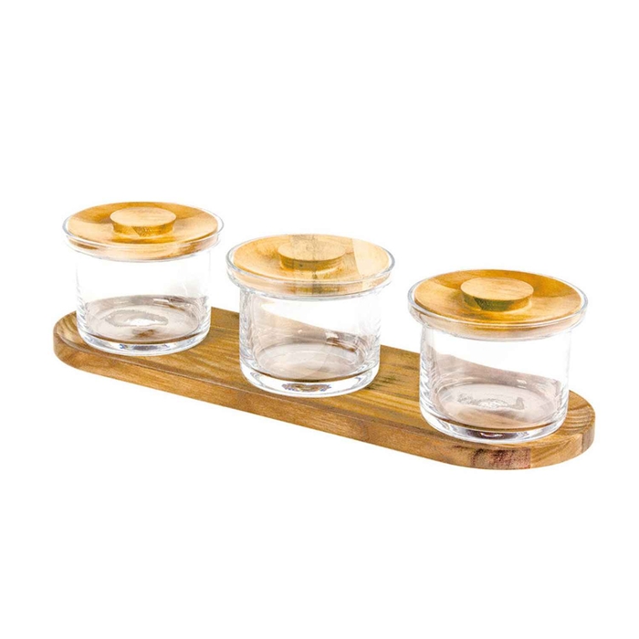 SET 3 FRASCOS 50CL C/TAMPA+BASE CARVALHO SET_GJO01 - CRASTER - 2310016267