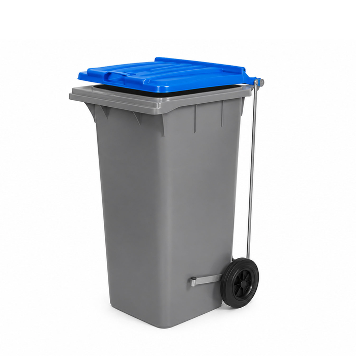 120L BIN W/ WHEELS AND PEDAL - BLUE LID - DOMPLEX - 2680013737