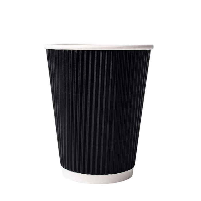 COPO PAPEL CANELADO BLACK 250ML (8 OZ) C/500 - PALMA & PALMA - 2970010016