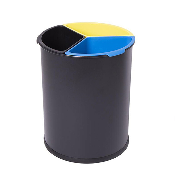 PAPELEIRA PRETA 8LT TRISELETIVA TRICOLOR 1060 - PALMA & PALMA - 3030010005