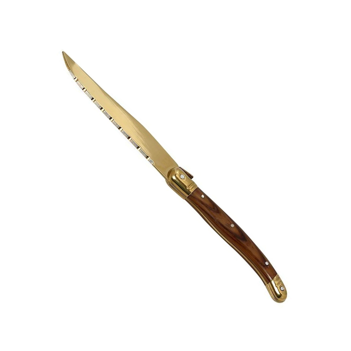 FACA BIFE INOX GOLD CABO CASTANHO STK105K12 - ESPIEL - 5205918265564